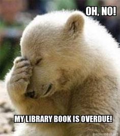 Polar bear facepalming because his library books are overdue